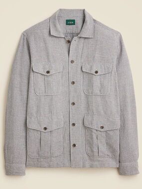 J. Crew linen cotton blend twill button down chore shirt jacket size medium